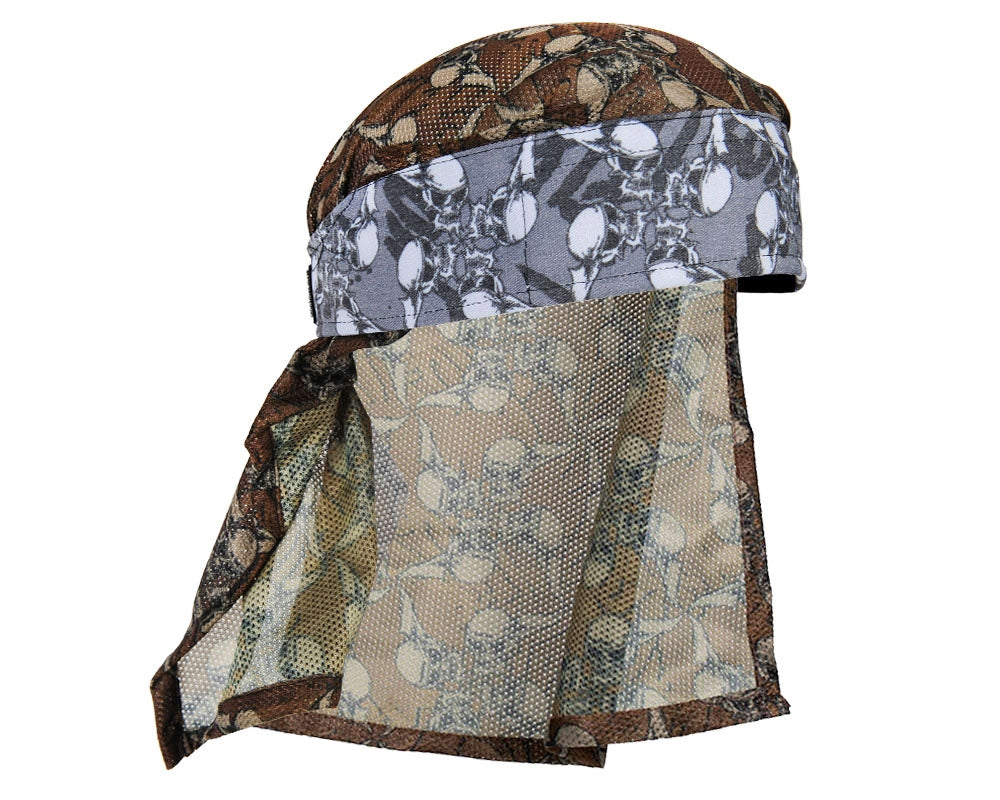 HK Army Hostilewear Headwrap - Skulls Gray/Brown Mesh
