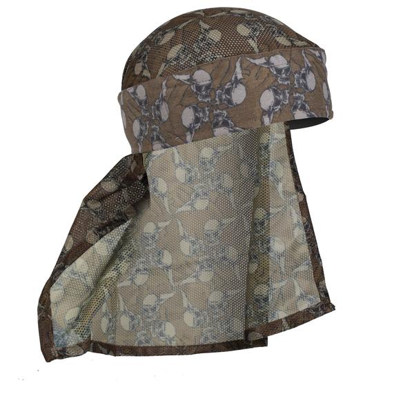 HK Army Hostilewear Headwrap - Skulls Tan/Brown Mesh