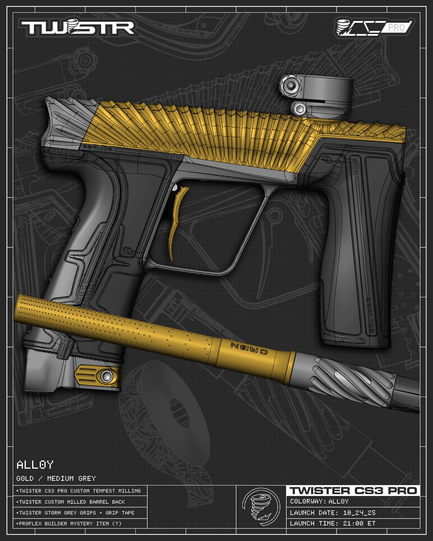 Planet Eclipse TWSTR CS3 PRO - Alloy (Gold/Medium Grey) [SWAP]