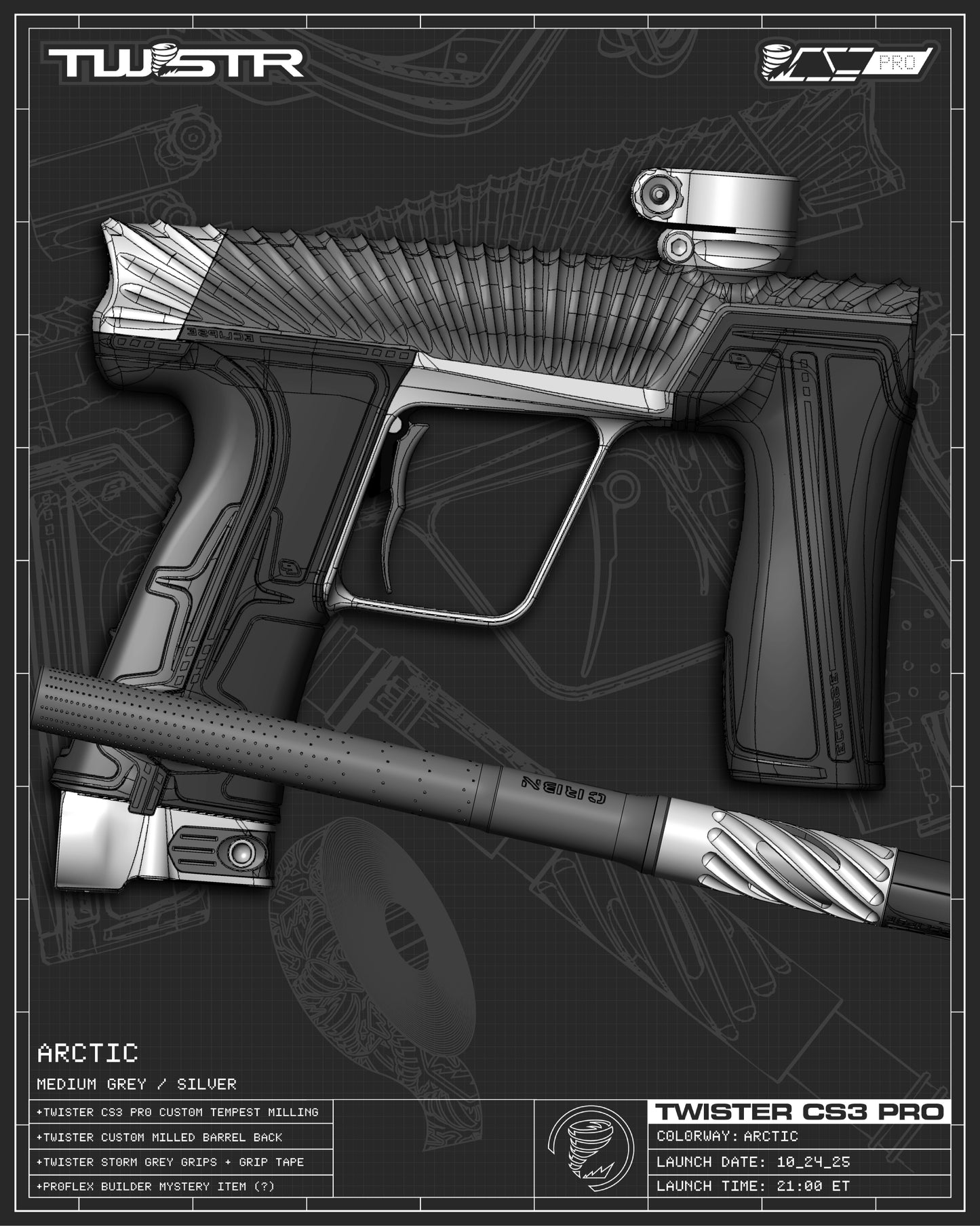 Planet Eclipse TWSTR CS3 PRO - Arctic (Medium Grey/Silver) [SWAP]