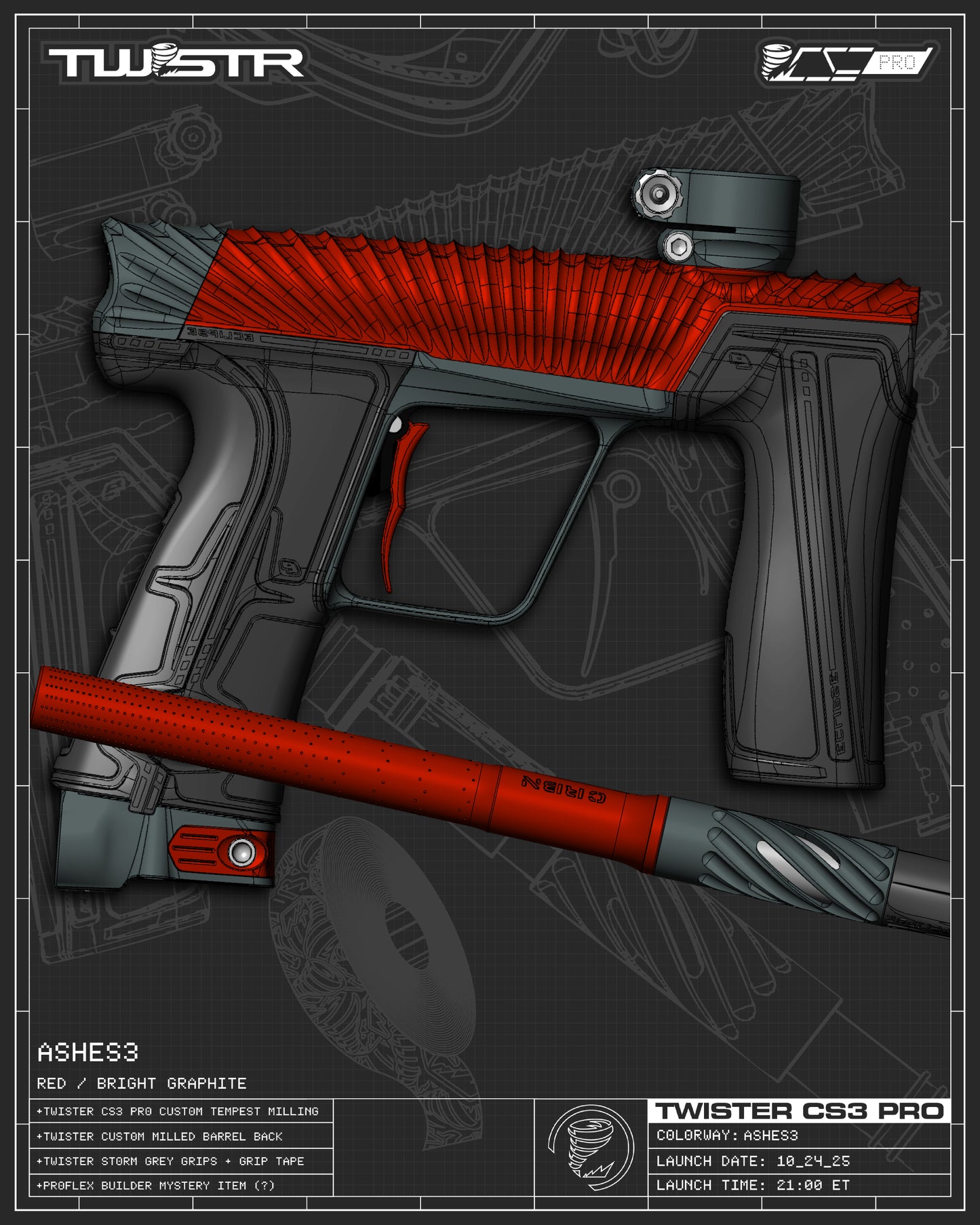 Planet Eclipse TWSTR CS3 PRO - Ashes3 (Red/Graphite) [SWAP]