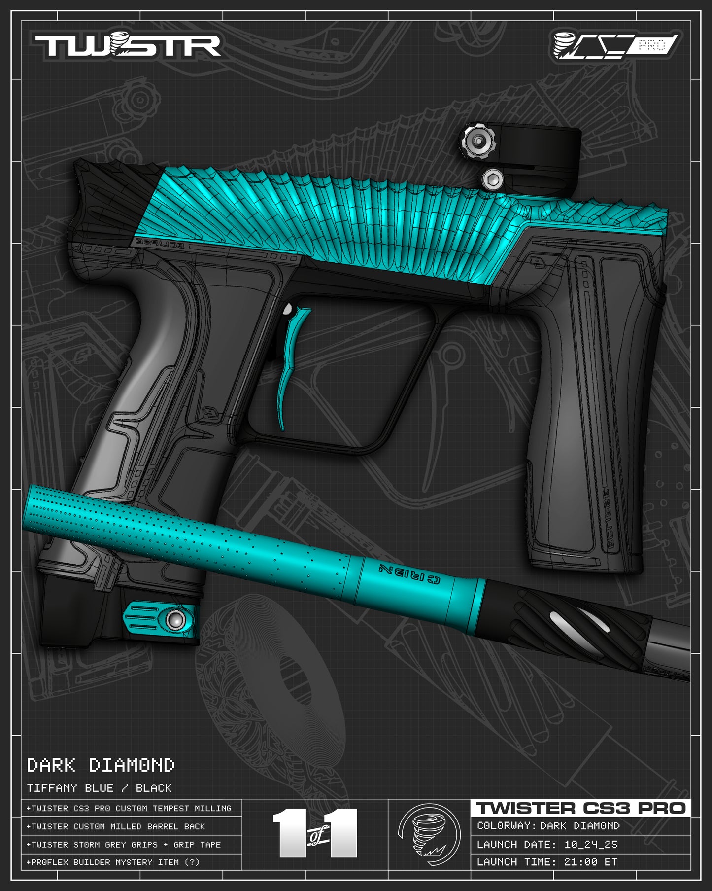 Planet Eclipse TWSTR CS3 PRO - Dark Diamond (Tiffany Blue/Black) [SELECT]