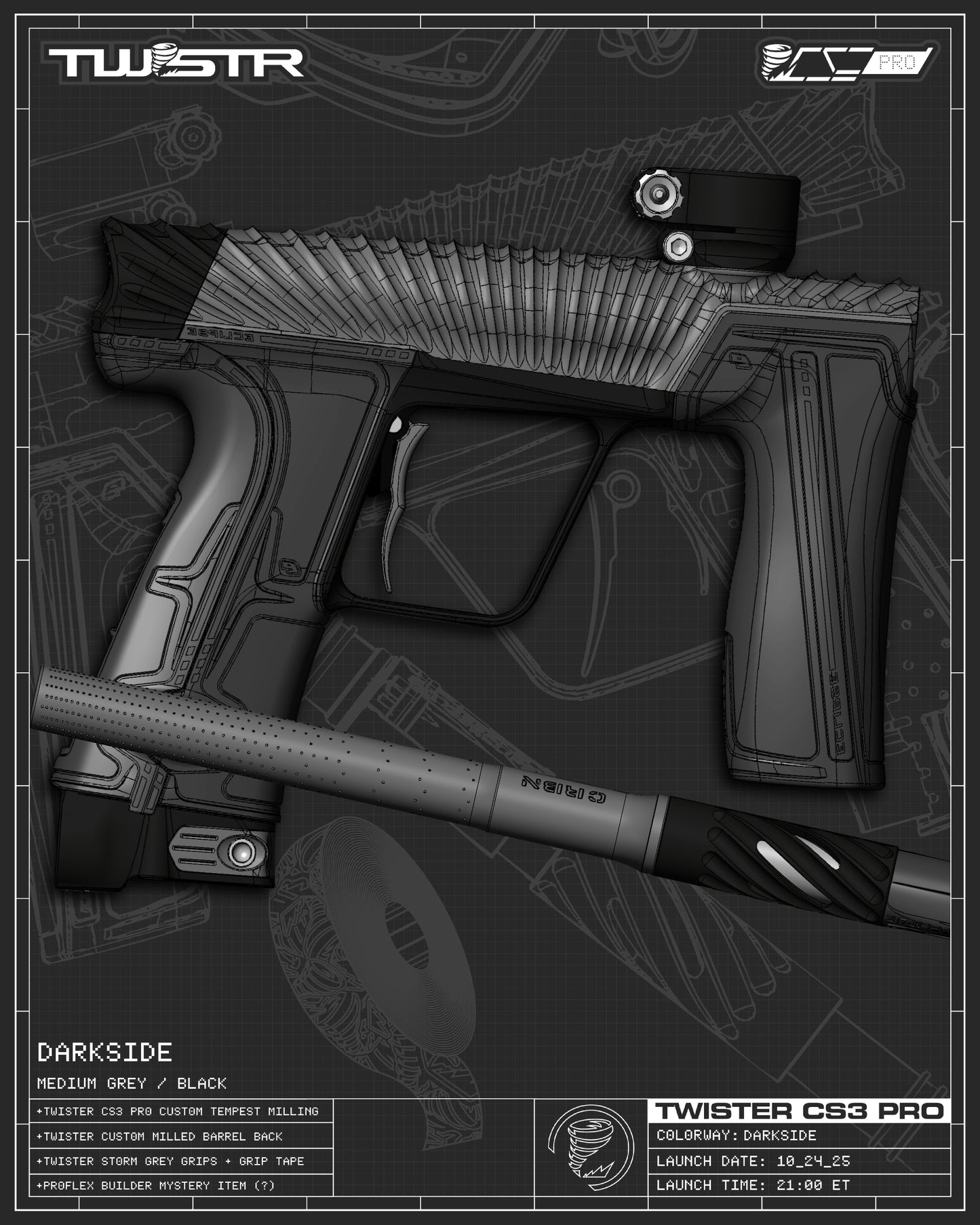 Planet Eclipse TWSTR CS3 PRO - Darkside (Medium Grey/Black) [SWAP]