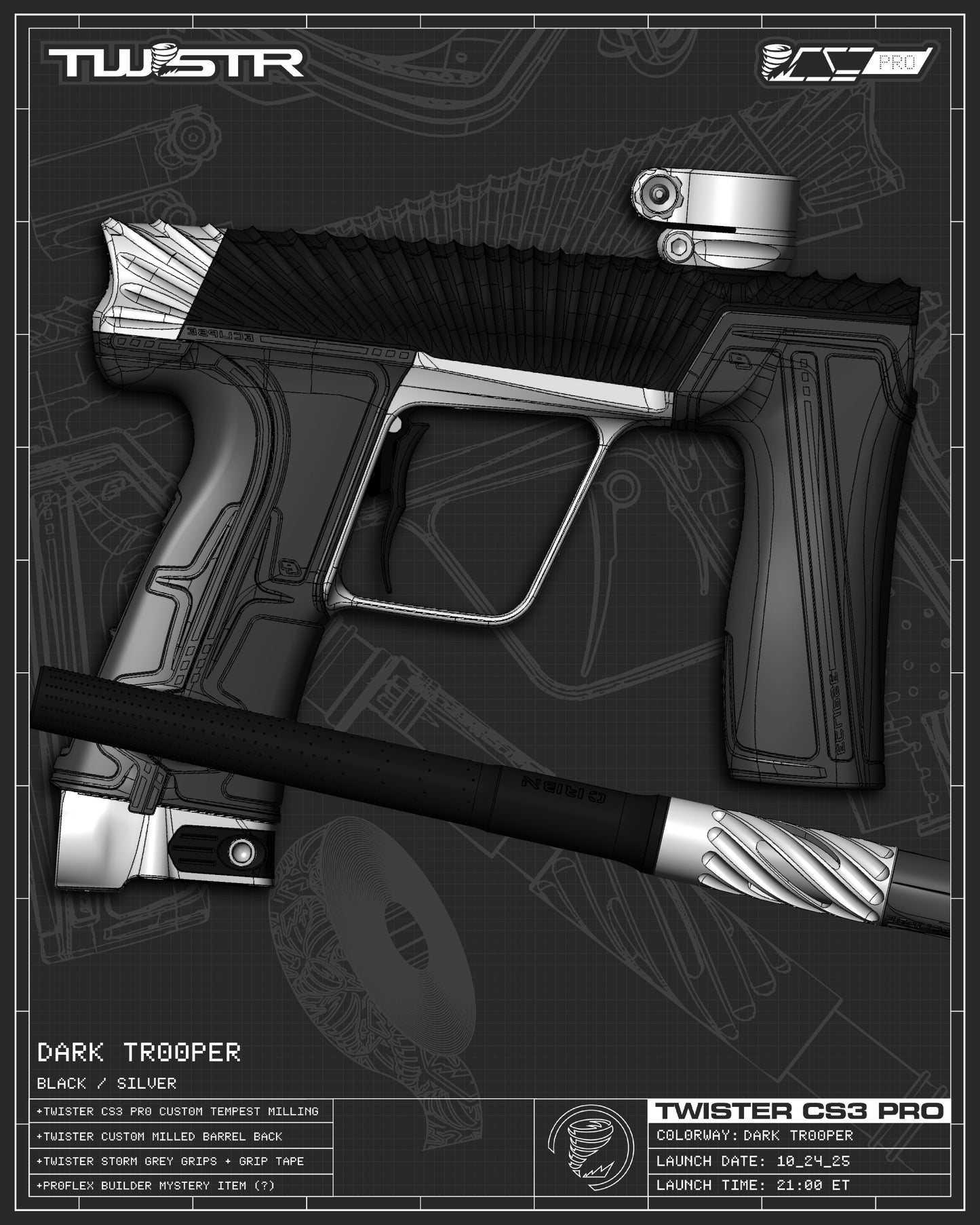 Planet Eclipse TWSTR CS3 PRO - Dark Trooper (Black/Silver) [SWAP]