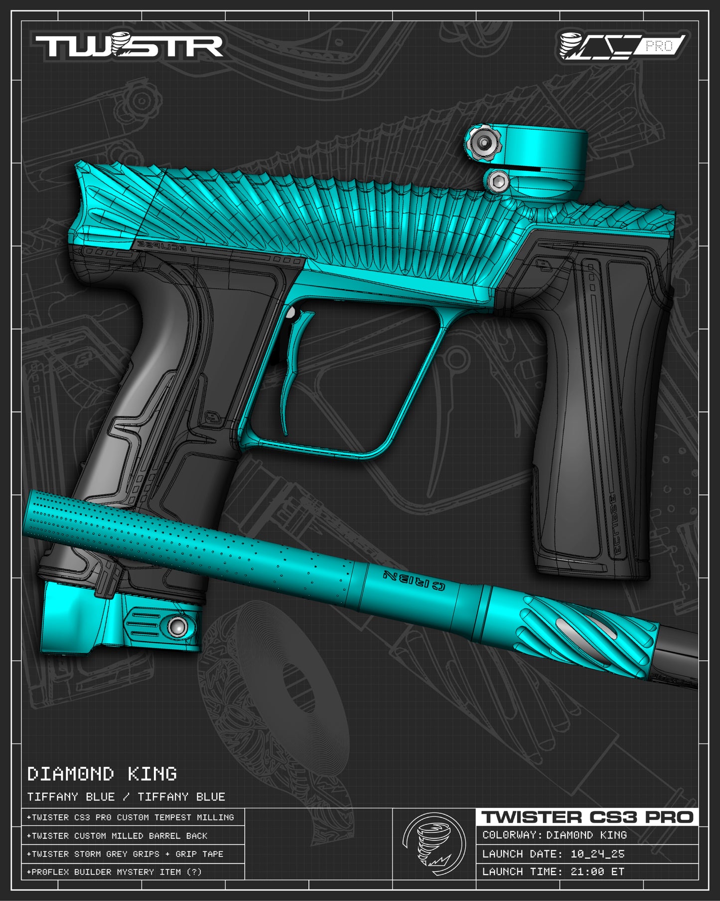 Planet Eclipse TWSTR CS3 PRO - Diamond King (Tiffany Blue/Tiffany Blue) [PRIME]