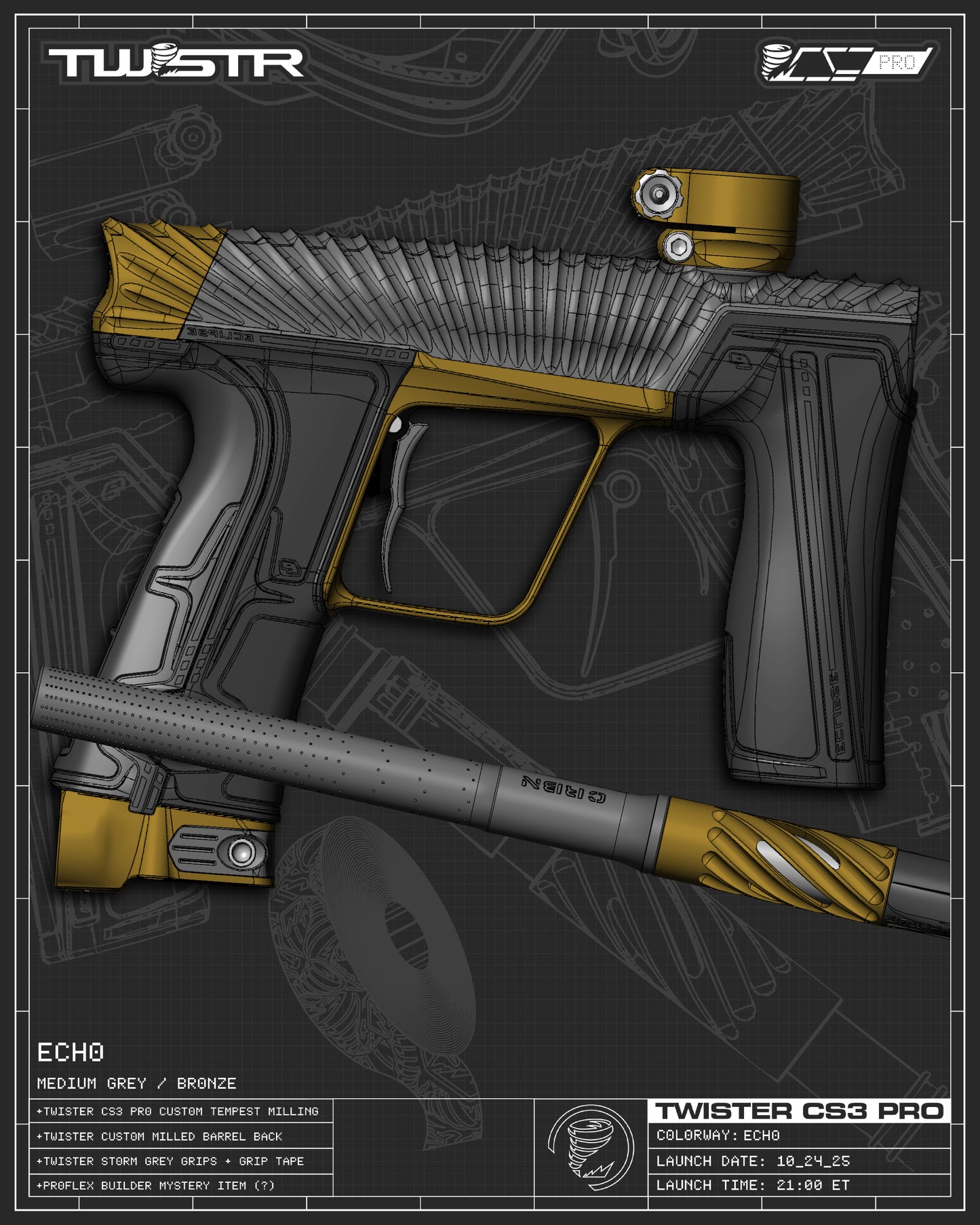 Planet Eclipse TWSTR CS3 PRO - Echo (Medium Grey/Bronze) [SWAP]