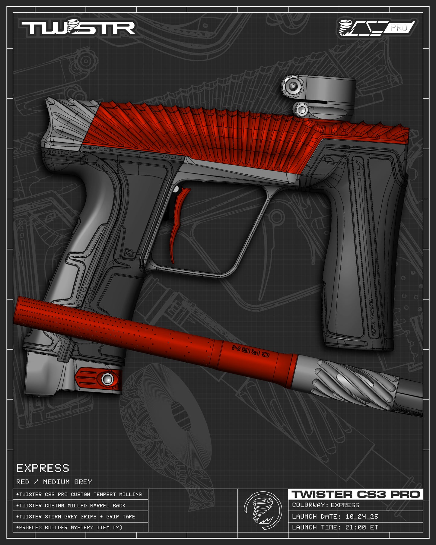 Planet Eclipse TWSTR CS3 PRO - Express (Red/Medium Grey) [BASE]