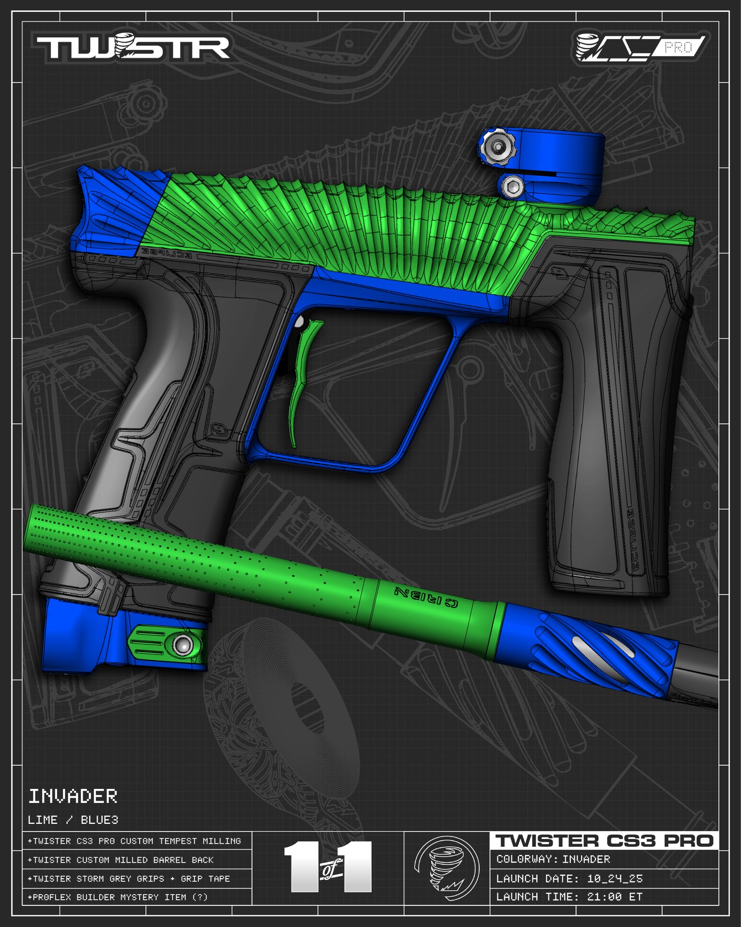 Planet Eclipse TWSTR CS3 PRO - Invader (Green/Blue3) [SWAP]