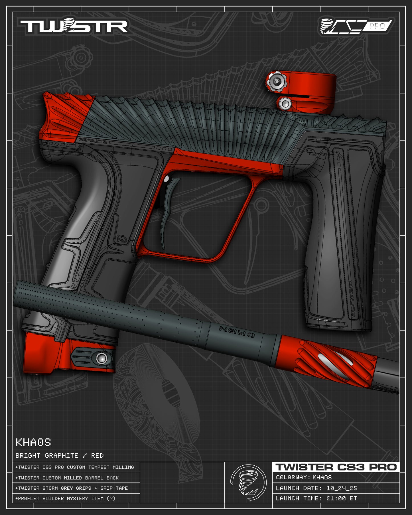 Planet Eclipse TWSTR CS3 PRO - Khaos (Graphite/Red) [SWAP]