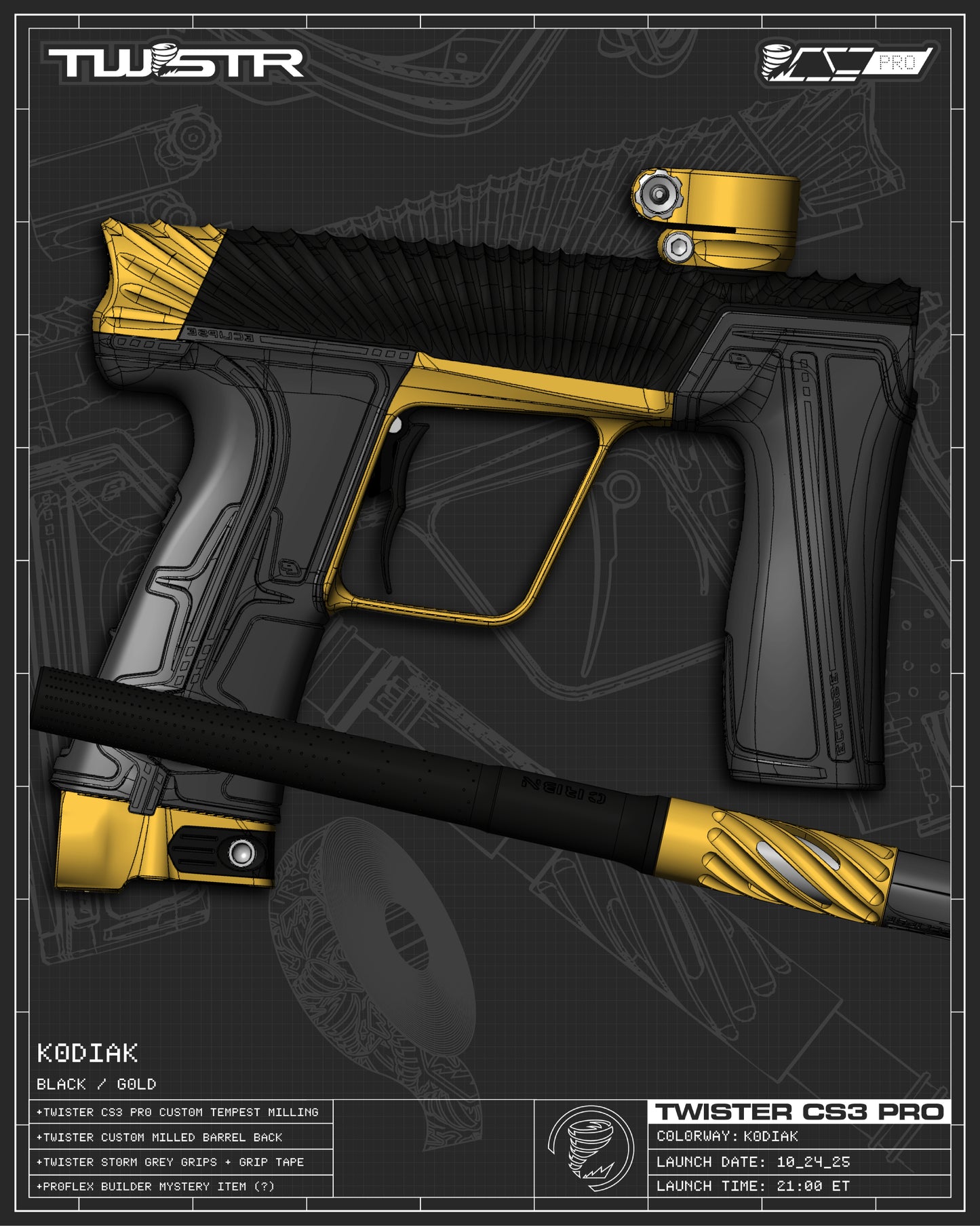 Planet Eclipse TWSTR CS3 PRO - Kodiak (Black/Gold) [SWAP]