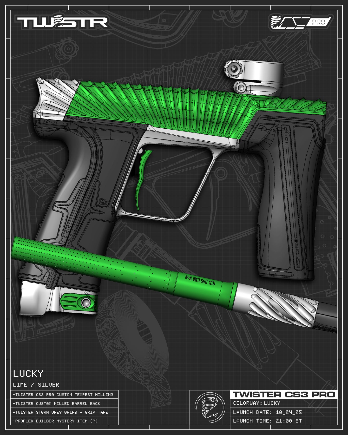 Planet Eclipse TWSTR CS3 PRO - Lucky (Green/Silver) [BASE]