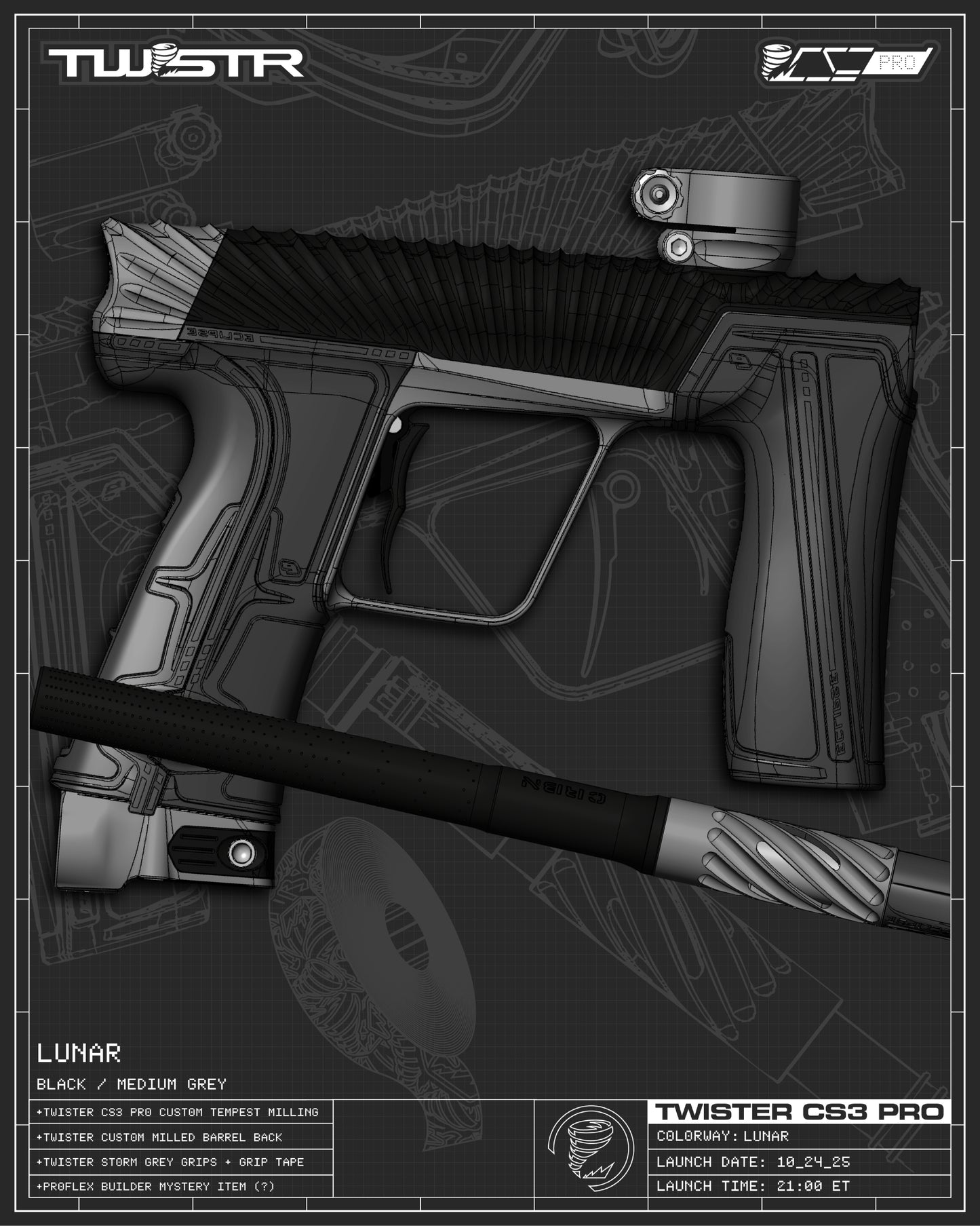 Planet Eclipse TWSTR CS3 PRO - Lunar (Black/Medium Grey) [SWAP]