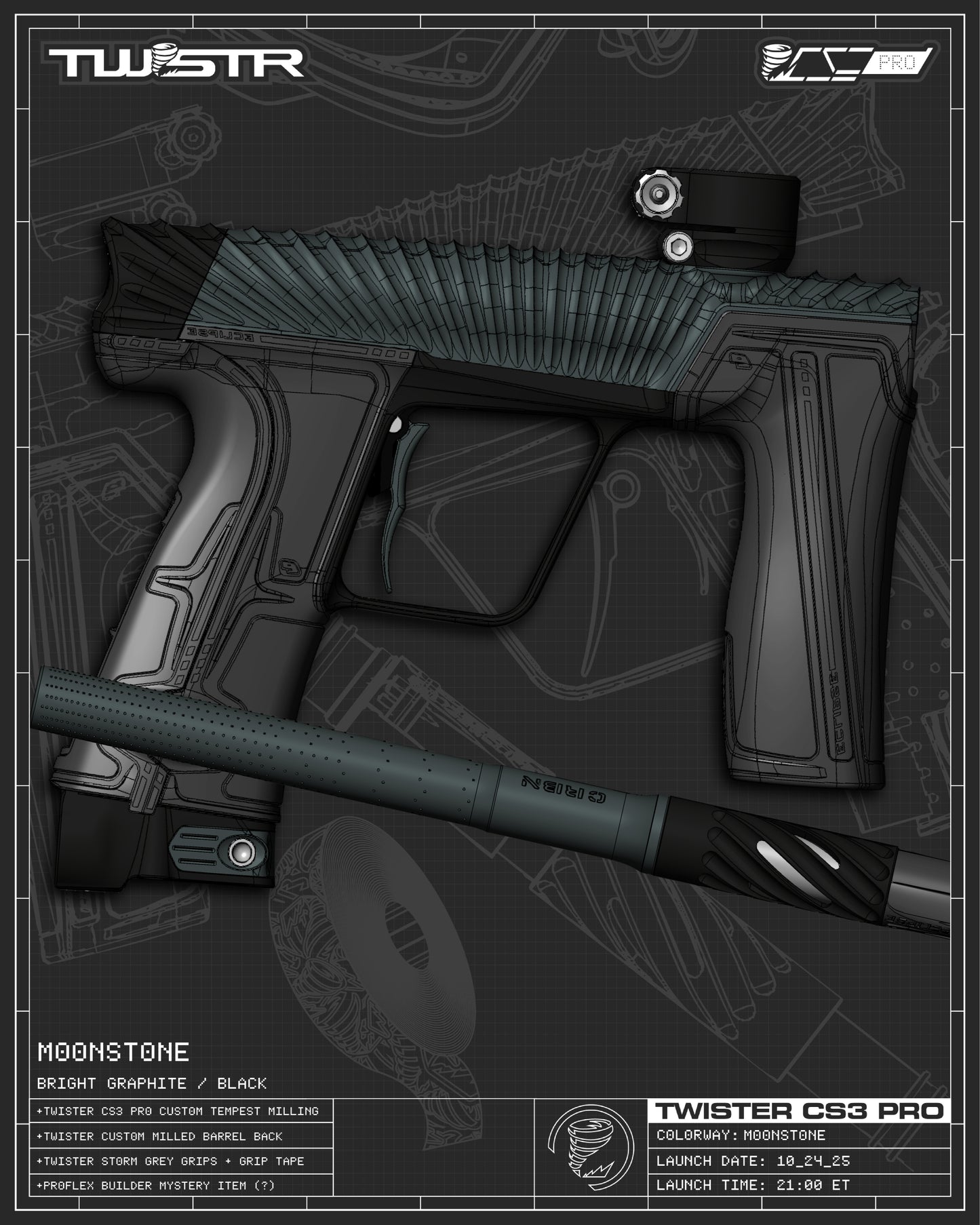 Planet Eclipse TWSTR CS3 PRO - Moonstone (Graphite/Black) [SWAP]