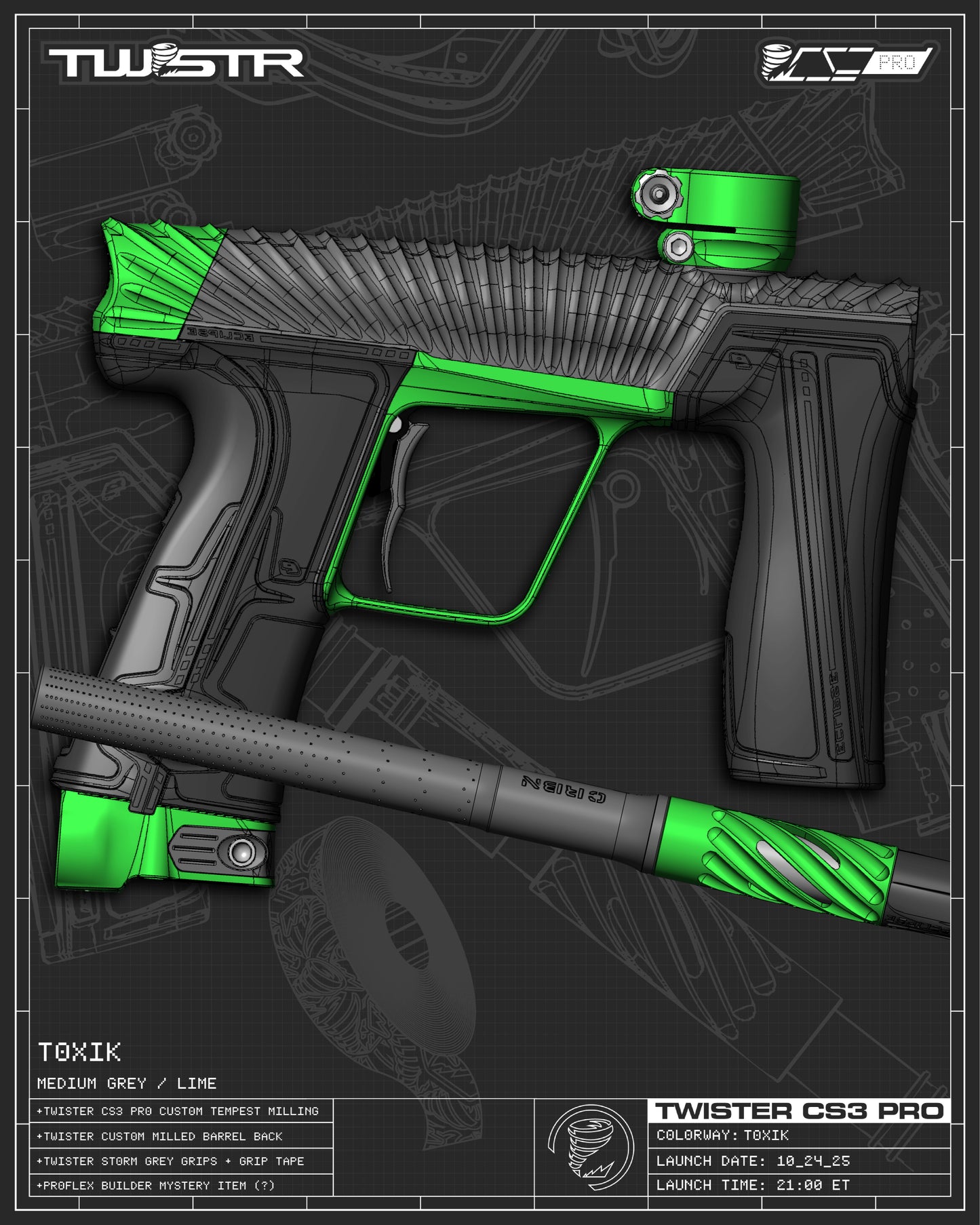 Planet Eclipse TWSTR CS3 PRO - Toxik (Medium Grey/Green) [SWAP]