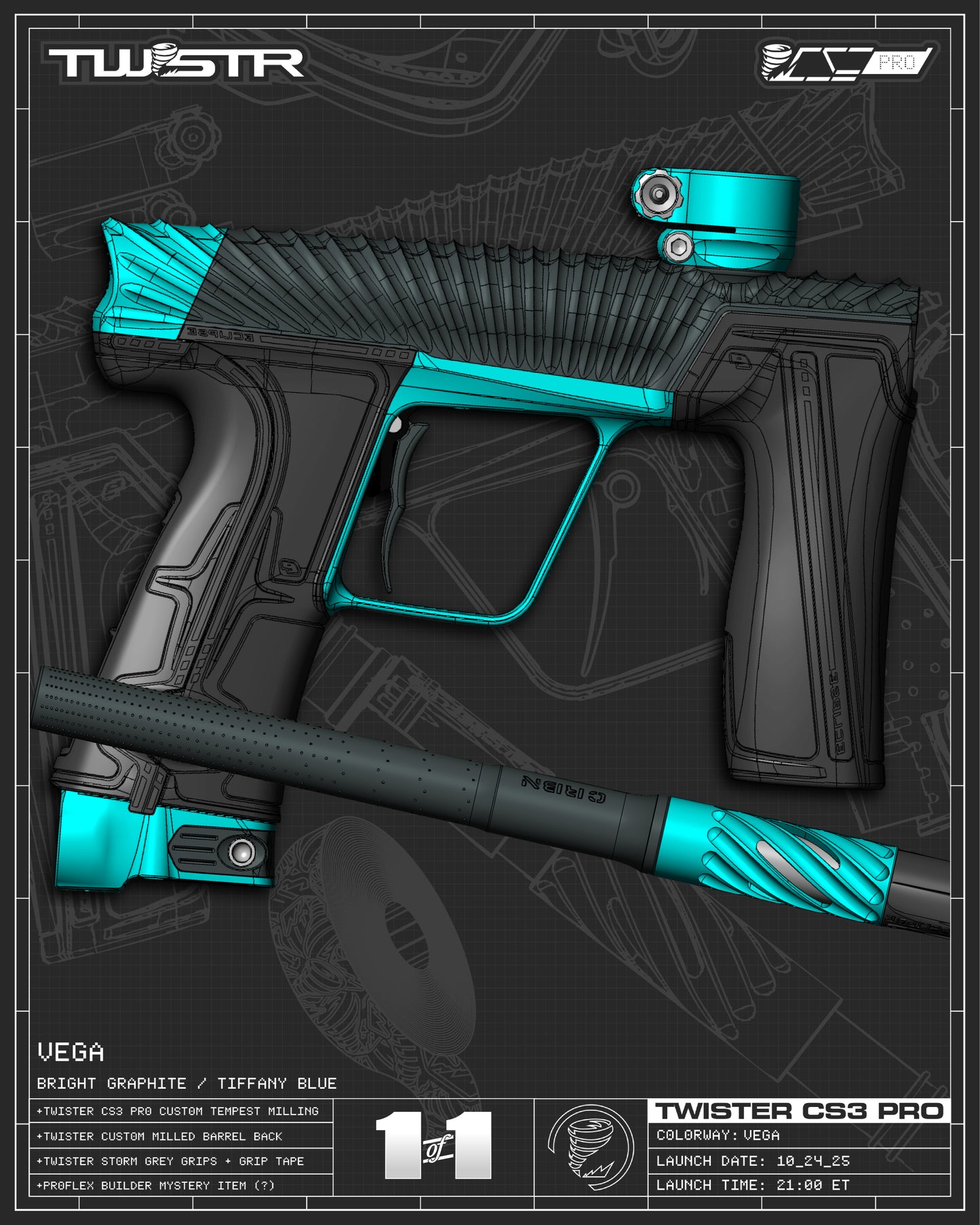 Planet Eclipse TWSTR CS3 PRO - Vega (Graphite/Tiffany Blue) [SELECT]