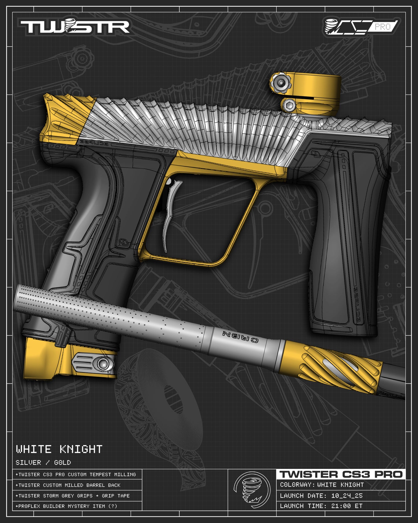 Planet Eclipse TWSTR CS3 PRO - White Knight (Silver/Gold) [SWAP]